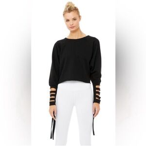ALO Black Cutout Sleeve Sweater